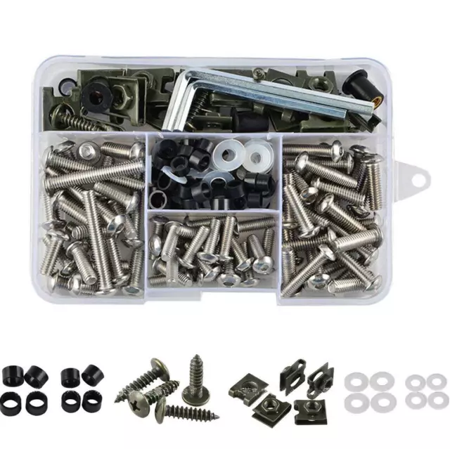 Motorcycle Shell Fairing Bolt Plate Screws Nut Kit Stainless Steel M5 M6155Pcs