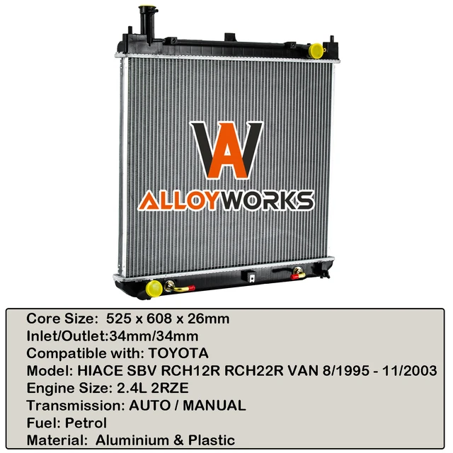 PREMIUM RADIATOR FIT TOYOTA HIACE SBV RCH12R RCH22R VAN 8/95-11/03 AUTO ...