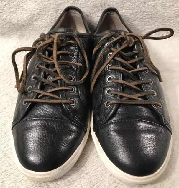 Frye Mindy Low Sneakers Shoes Black Soft Leather Lace Up Size 9 M 3471126