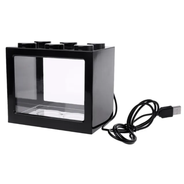 Mini Aquarium USB Fish Tank With LED Lamp Light Betta Cylinder Fish Fighting