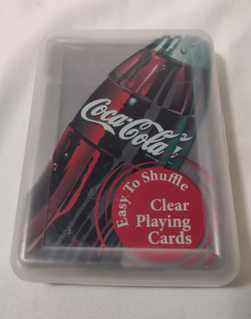 Clear Coca-Cola Playing Cards Plastic Complete 52 With Hard Case Coke Novelty