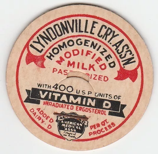 Milk Bottle Cap. Lyndonville Creamery Ass'n. Watertown, Ma.