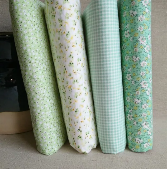 4Pcs Mixed Cotton Cloth Soft Floral Fabric Material Bundle Scraps Patchwork