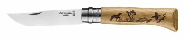 couteau OPINEL 8 INOX ANIMALIA CHIEN stainless steel knife manche chene 92335