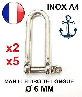 INOX Manille Droite 6mm libre Lot 2 Pièces inox A4 