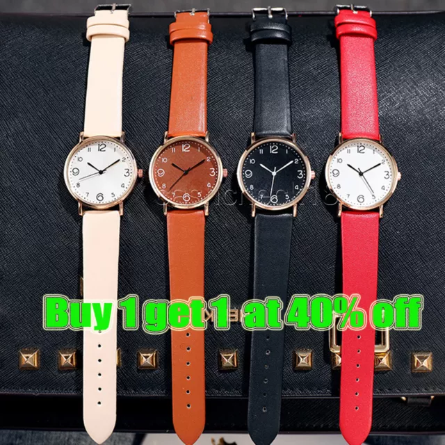 Ladies Women Wrist Watch Analogue Quartz Womens Fashion Leather Strap Watches UK