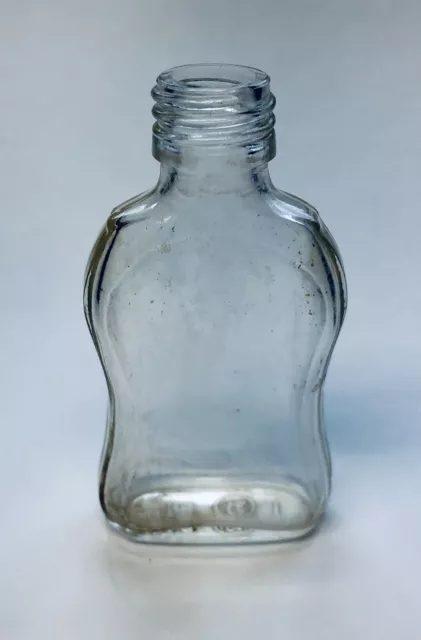 Foster-Forbes Glass Co. 1950 Unique Shape Clear Glass Medicine Bottle 1oz 4"