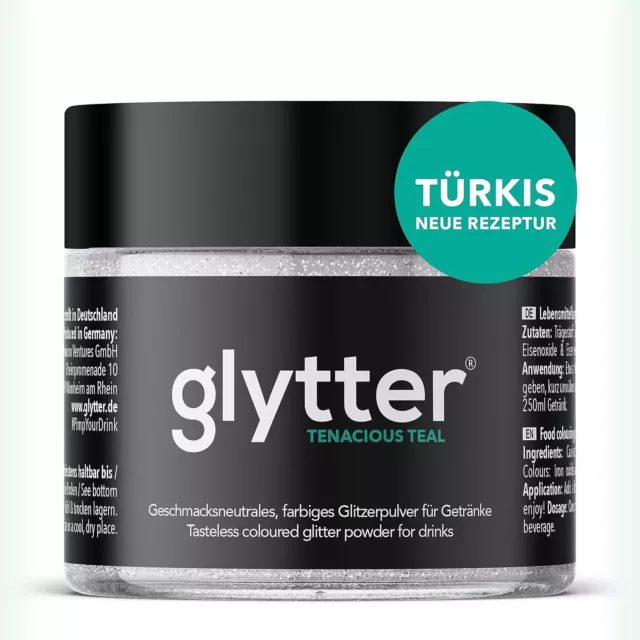 Glytter Glitzerpulver für Getränke essbarer Glitzer Türkis 10g NEU MHD 20/3/25