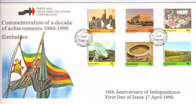 Zimbabwe, 1990 10Th Anniv. Of Independence,  Illust Fdc.