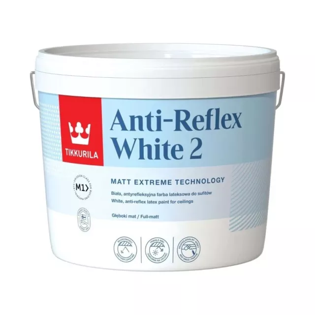 Tikkurila Anti-Reflex White 2 - 10 Litre Matt Extreme Technology Paint Ceiling