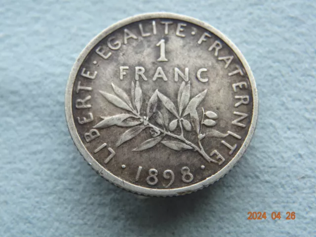 1898 1 France / one franc ✅ silver