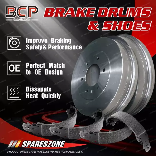 BCP Rear Brake Drums + Brake Shoes for Nissan Navara 2WD 4WD D40 2005 - On
