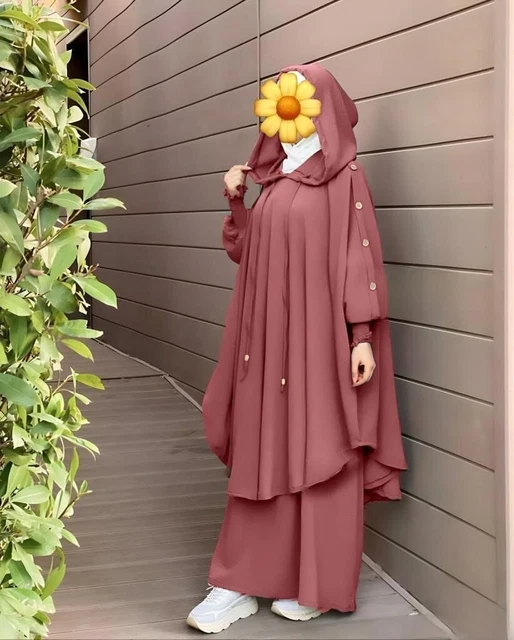 due pezzi musulmano abaya, abito islamico, hijab arabo. عباية, حجاب شرعي