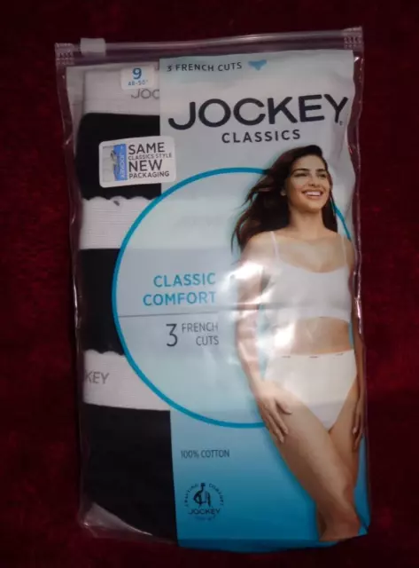 WOMEN'S SIZE 9 Jockey Classic French Hi-Cut Black 3-Pack Underwear 100%  Cotton $16.49 - PicClick