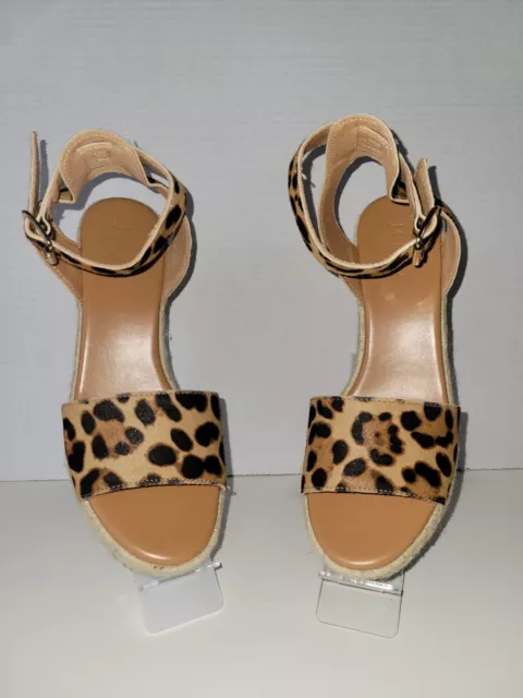 J Crew Platform Espadrille Leopard Print Hair Sandal Women Size 7