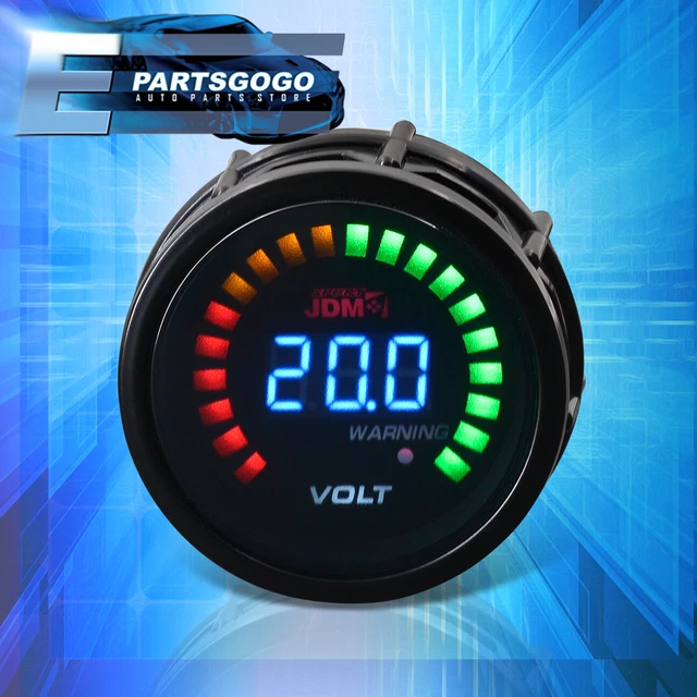 For EVO WRX Eclipse 2" 52MM JDM Voltage Volt Blue Digital LED Auto Gauge Meter