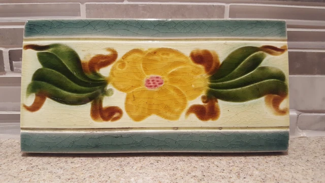 Antique Majolica Style Tile 6x3