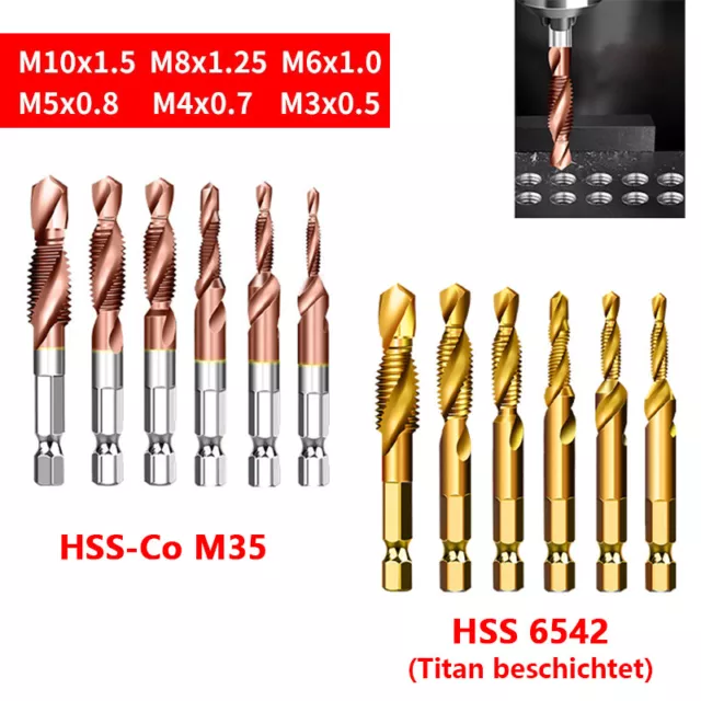 HSS-TIN / HSS-Co Kombi Gewindebohrer Sprial Gewindeschneider Metrisch M3 bis M10