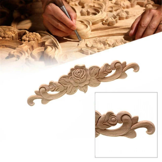 1 pieza Aplique onlay esquina tallada en madera marco sin pintar muebles R1W8 Q7I7 F6Z7