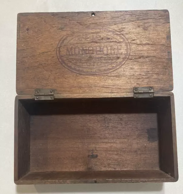 Vintage Monopole Cigar Box Wood Hinged 21cm