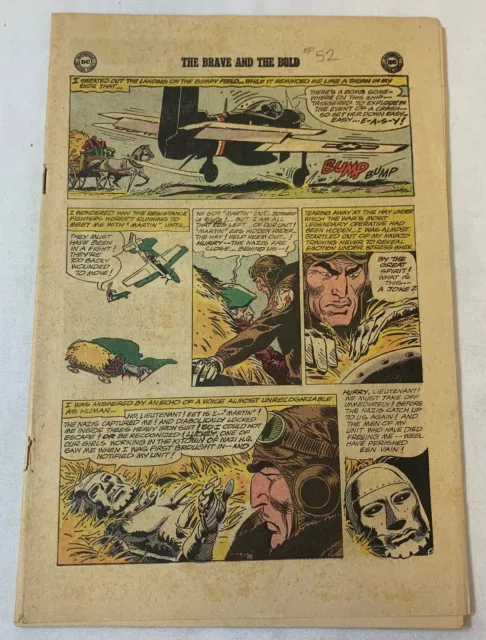 1964 BRAVE AND THE BOLD #52~Sgt Rock~ coverless, missing 1st two wraps