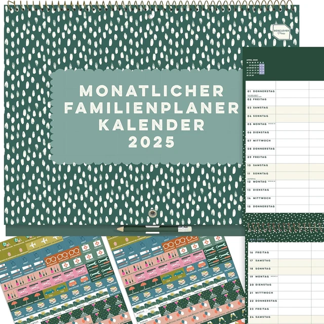 BOXCLEVER PRESS MONATLICHER Familienplaner 2025 6 Spalten. Kalender