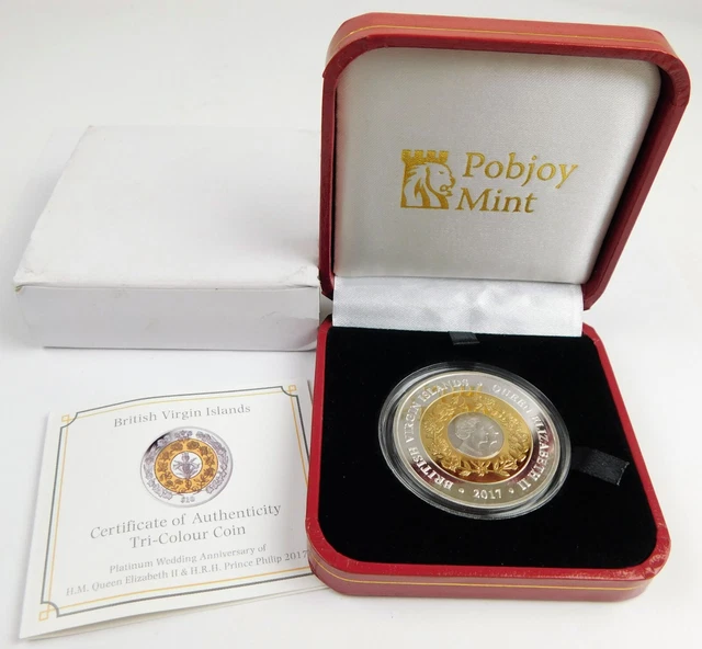 2017 British Virgin Islands $10 Silver 1 Oz Tri-Color Coin  Box + COA B7597