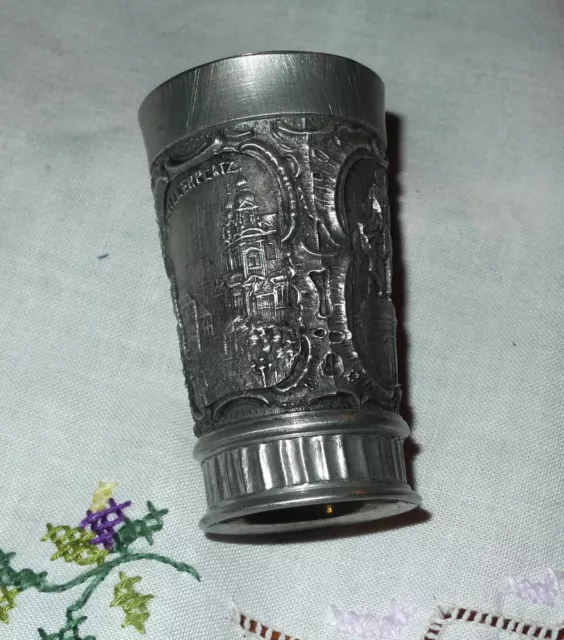 kleiner Zinnbecher Mannheim Motive Souvenir um 1900 3