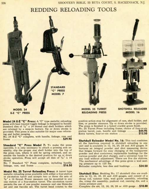 1969 Print Ad of Redding Model 24 EZ, 7 Standard C Press, 25 & 16 Reloading Tool