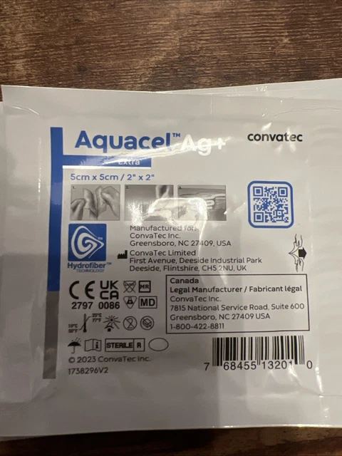 AQUACEL AG+ EXTRA Enhanced Hydrofiber Dressing 5cm x 5cm £2.00 ...