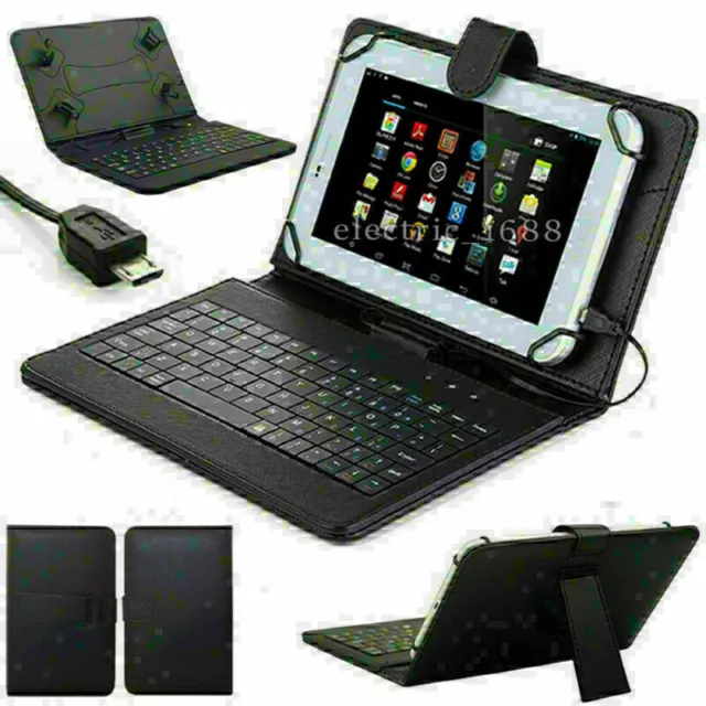 7Inch/8 Inch Micro USB Keyboard Keypad Leather Stand Case Cover PU For Tablet