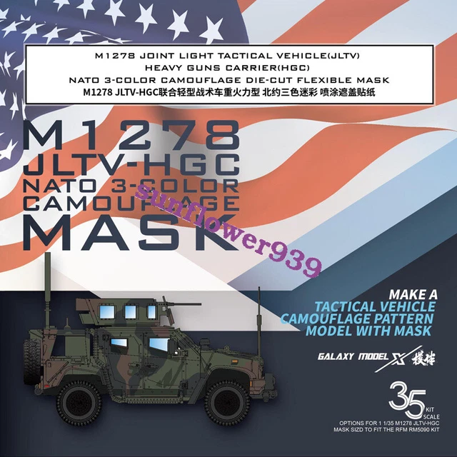 Galaxy D35027 M1278 JLTV-HGC NATO 3-COLOR CAMOUFLAGE DIE-CUT FLEXIBLE MASK