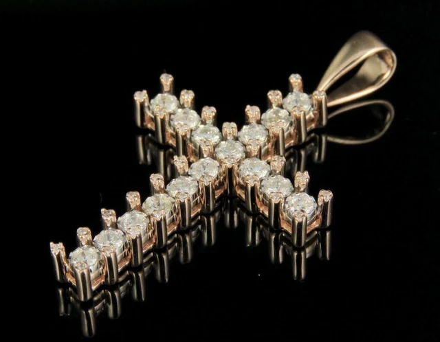 2CT Round Cut Moissanite Cross Pendant 14k Rose Gold Plated Christmas 18" Chain
