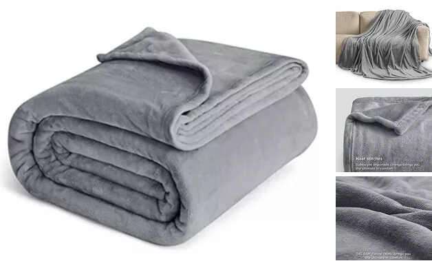 Mantas de cama de lana talla queen - felpa suave ligera difusa acogedora 90x90 gris