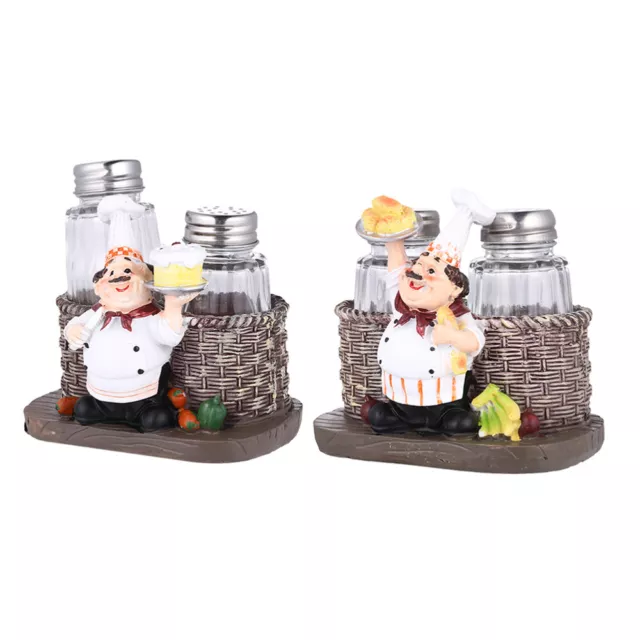 2 Sets Decoration for Kitchen Resin Chef Terrarium Container Supplies Vintage