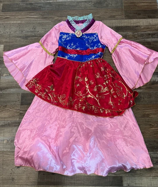 Disney Mulan Deluxe Costume Dress Girls 9/10 Dress Up