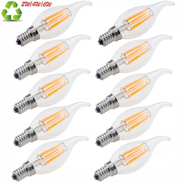 Dimmable E14 Retro C35 LED Edison Filament Candle Bulbs Light Lamp 220V 2W 4W 6W