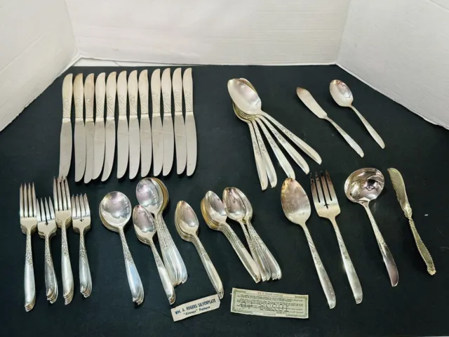 Oneida Wm. Rogers Silverplate Flatware Always 83pc Set Wildwood 12 Place Setting