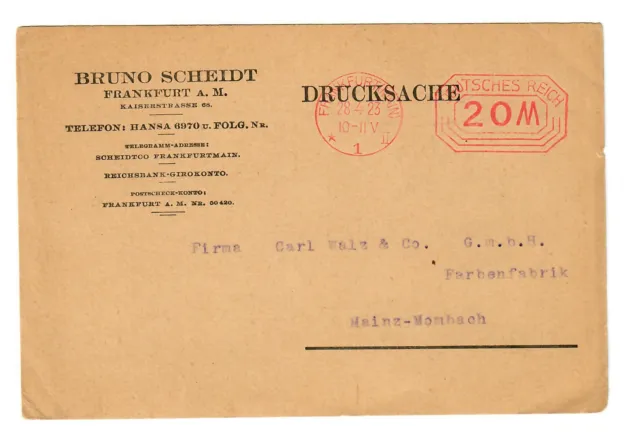 Freistempel Frankfurt/M nach Mainz Mombach, April 1923