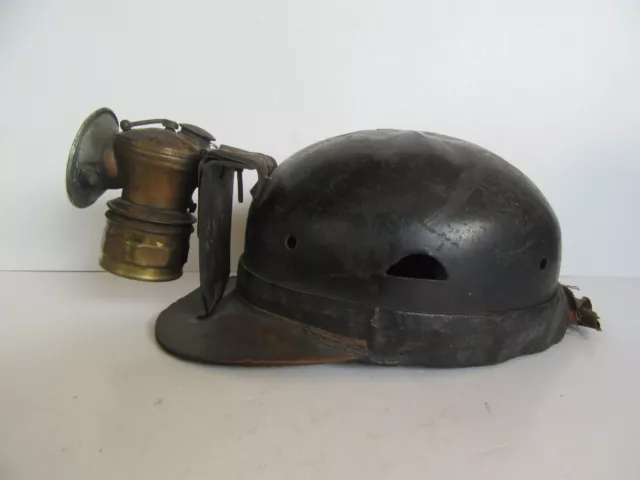 Vintage 1930's T. R. Jones Coal King Miner's Helmet w/ Auto Lite Carbide Lamp