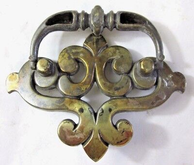 Drawer 1930 Drop Bail B149 Pull Handle French Lily Aged Brass 1-3/4" Centers Vtg