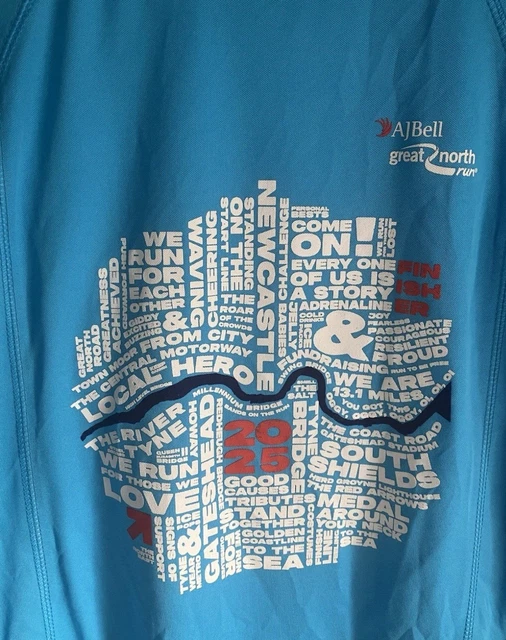 Médaille Et T-shirt Great North Run 2025 (erreur) - Objet Collector De Course à Pied - Souvenir