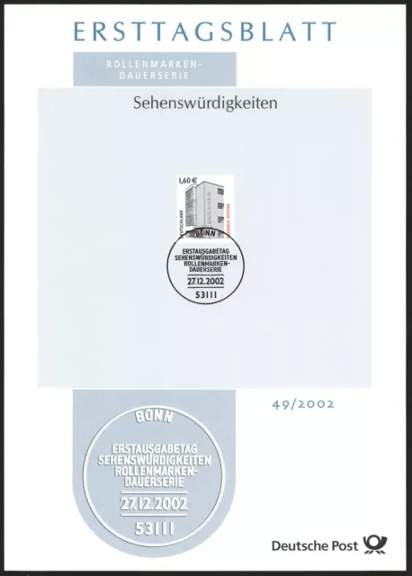 Ersttagsblatt ETB 49/2002 - "Sehenswürdigkeiten" - Bauhaus in Dessau