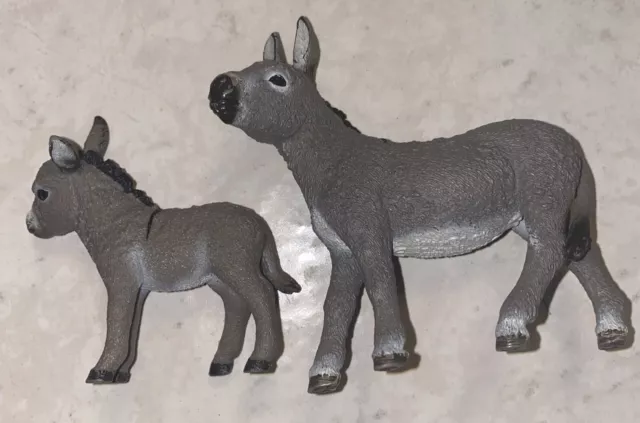 Schleich Donkey Grey Adult 2014 And 2013 Foal.