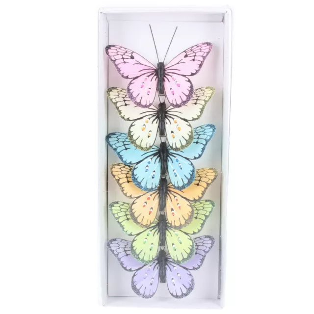 Gisela Graham Butterfly Easter Decorations Clip on Colourful Home Ornaments