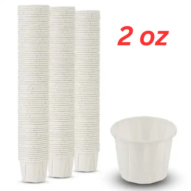 2 oz Paper Portion Cups Disposable Souffle Condiment Jello Ketchup Testing