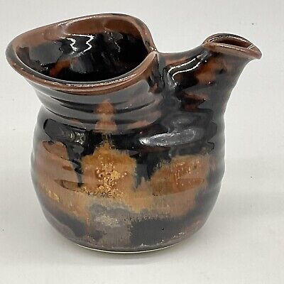 Vintage Diane pottery creamer mini pitcher Brown glazed