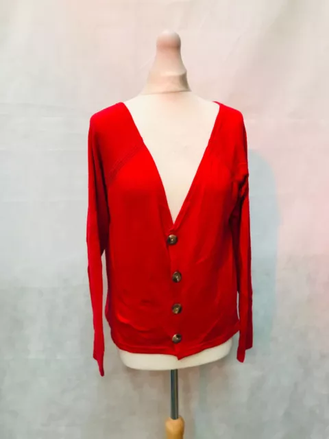 Ladies Beyond Retro Vintage Reworked Red Oversized Cardigan Size XS (T220)