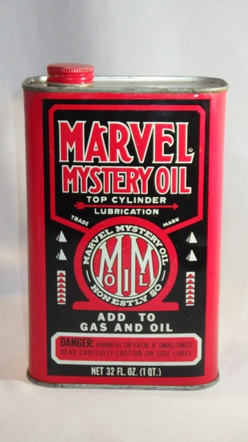 VINTAGE MARVEL MYSTERY Oil Can Top Cylinder Lubrication 32oz 1 Qt.- 1/3