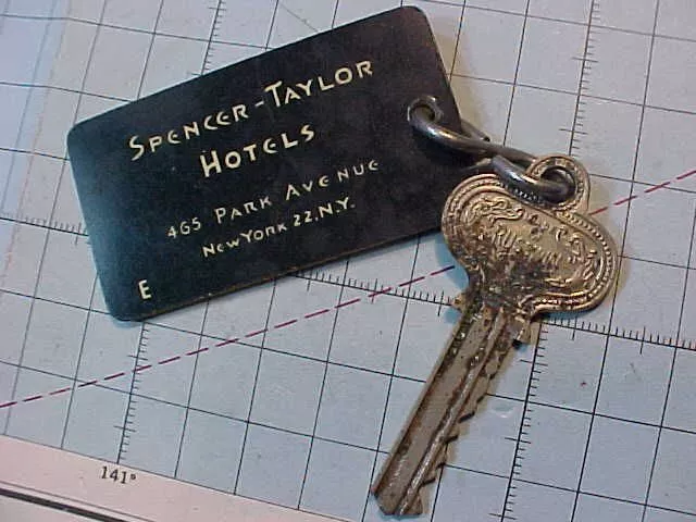 Original Vintage Spencer-Taylor Luxury Hotel Room Key 465 Park Ave Nyc New York